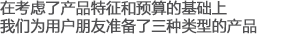 以產(chǎn)品特征和預(yù)算為基礎(chǔ)，我們?yōu)橛脩襞笥褱?zhǔn)備了三種類型的產(chǎn)品